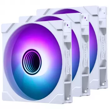 PHANTEKS M25 Gen2 140mm PWM D-RGB korpuso ventiliatoriai, 3 vnt. rinkinys, Balti