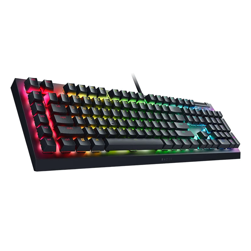 Razer BlackWidow V4 X mechaninė žaidimų klaviatūra, geltoni jungikliai, JAV išdėstymas, laidas, juoda