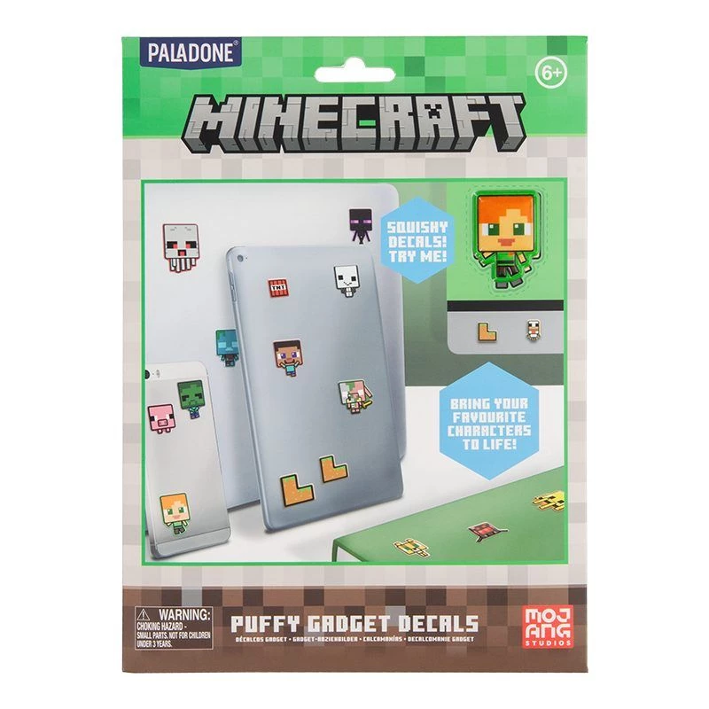 Paladone Minecraft Puffy Gadget Decals PP13218MCF – dekoratyvūs pūsti lipdukai įrenginiams
