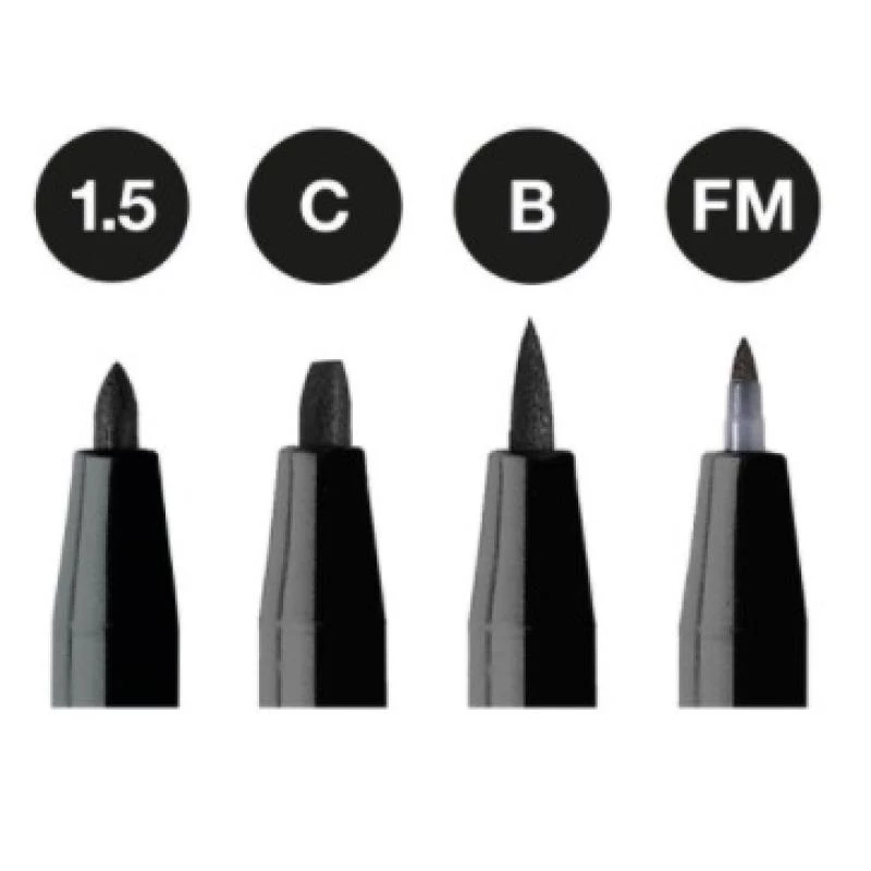 Faber-Castell Pitt Artist Pen FC-167153, juodas, 4 vnt.