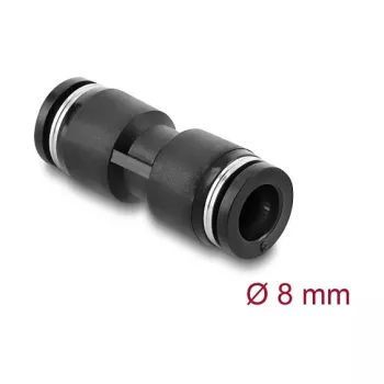 Pneumatinė jungtis DELOCK 8 mm tiesi, vidinis sriegis, metalas/plastikas, ilgis 39 mm, juoda