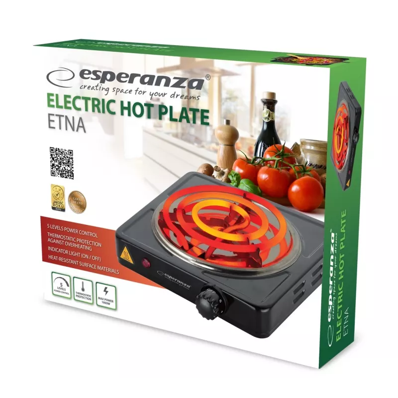 Esperanza EKH012K elektrinė kaitlentė juoda 21 cm 1 zona