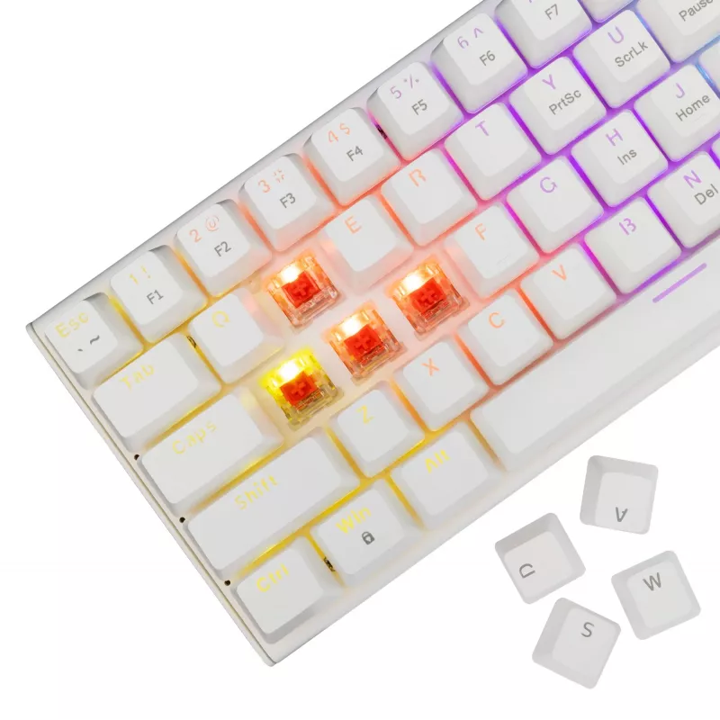 Mechaninė klaviatūra White Shark Wakizashi-2 US Red Switch, TKL be skaičių bloko, balta