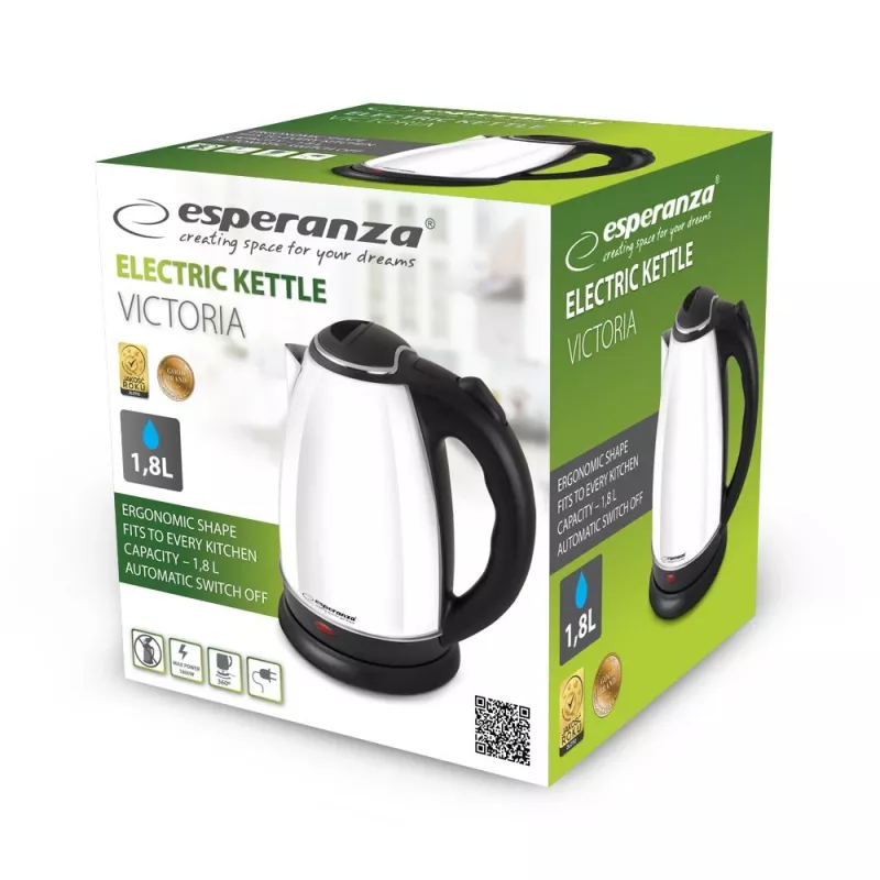 Esperanza EKK113W elektrinis virdulys 1.8 L Juoda, Balta 1800 W