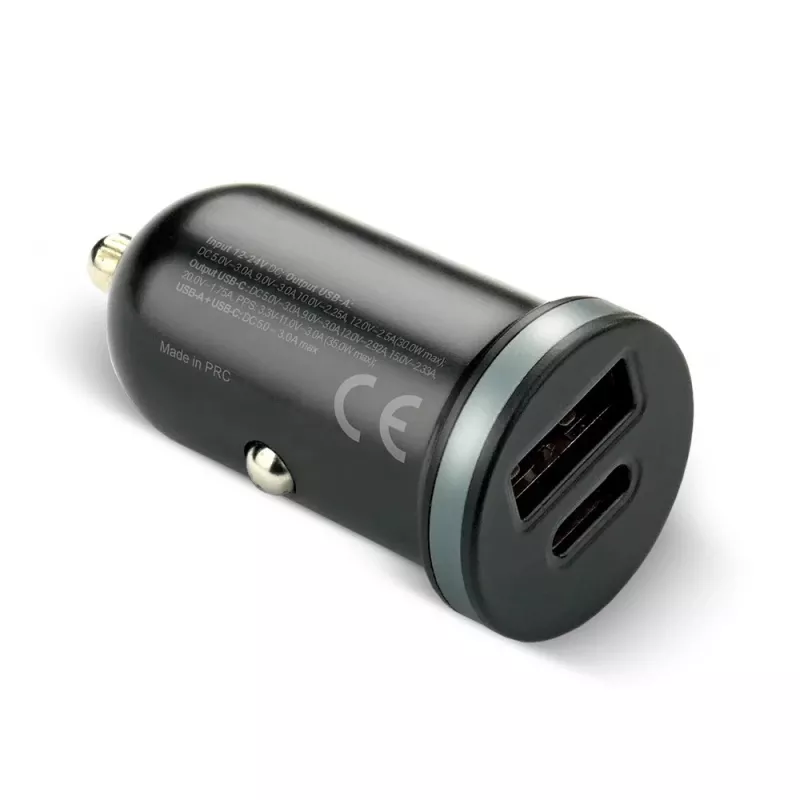 Automobilinis įkroviklis everActive CC-30Q QC3.0 35W — 1x USB-A, 1x USB-C, greitas įkrovimas