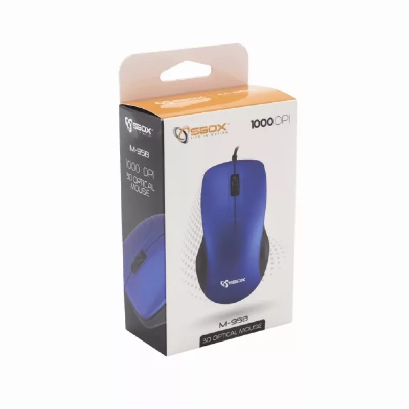 Sbox M-958BL Blue – mėlyna laidinė pelė
