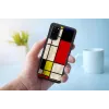 Apsauginis dėklas iKins Samsung Galaxy S20, juodas Mondrian dizainas