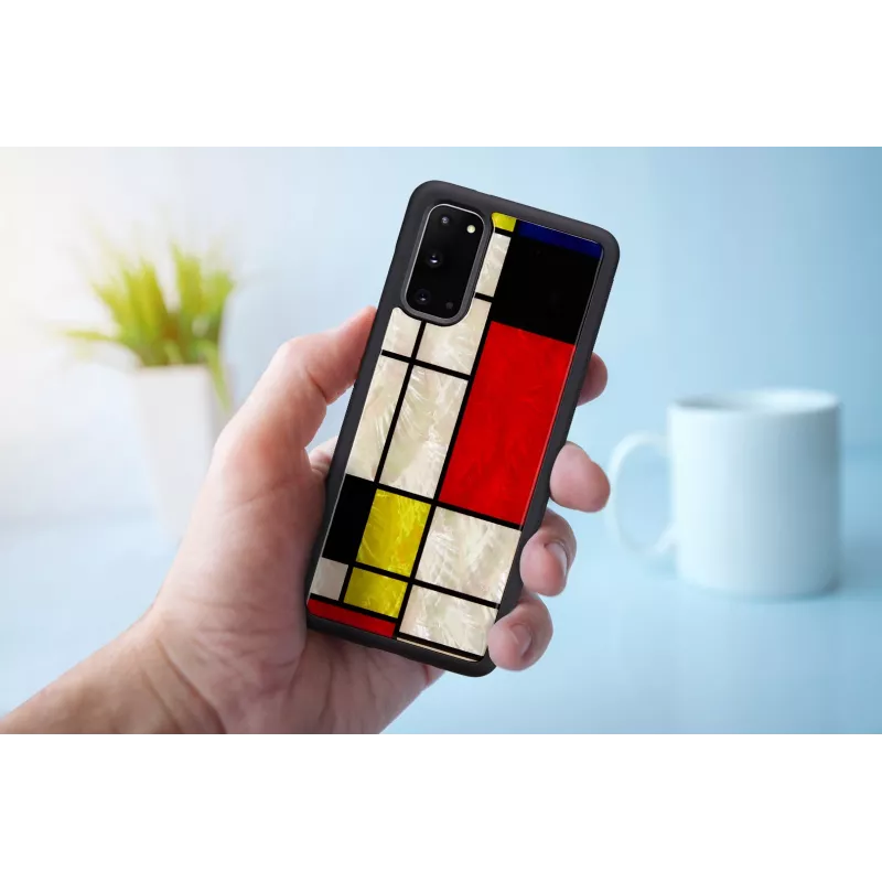 Apsauginis dėklas iKins Samsung Galaxy S20, juodas Mondrian dizainas