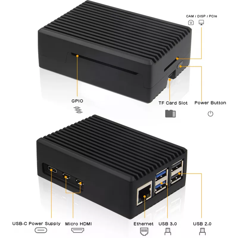INTER-TECH ODS-739 dėklas Raspberry Pi 5 — kompaktiškas dizainas