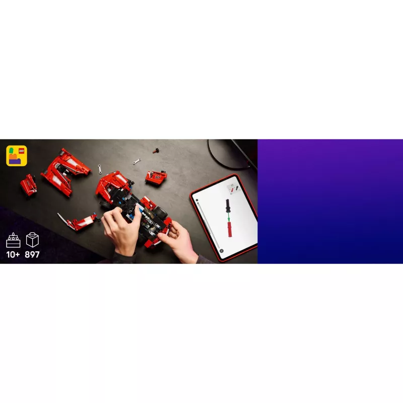 LEGO Technic Ferrari FXX K konstruktorius, mastelis 1:10, 897 dalių, nuo 10 metų