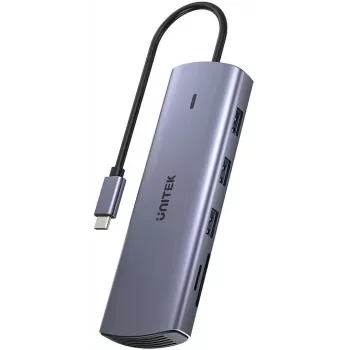 USB-C multiport adapteris Unitek D1113A – HDMI, VGA, kortelių skaitytuvas, PD 100W