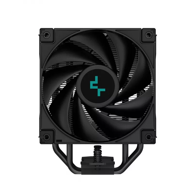 Oro aušintuvas DeepCool AK400 ZERO DARK PLUS — 120 mm FDB ventiliatorius, 4 šilumos vamzdeliai 6 mm, skirtas LGA 1700/AM4/AM5, aukštis 155 mm, juodas