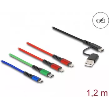 DeLOCK USB krovimo laidas 4 in 1 USB Type-A USB-C į 2x Lightning Micro USB USB-C 1,20 m