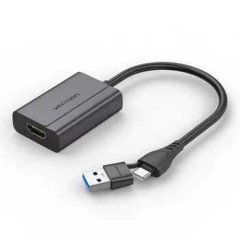 Adapteris Vention ACYHB — USB-C + USB-A į HDMI, pilkas