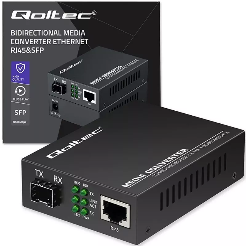 QOLTEC Media Converter SWITCH Ethernet 1x RJ45 1x SFP