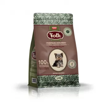 FOLK Small breeds Tradicinis lenkiškas mėsos puotas su triušiu, ėriena ir putpele - sausas šunų ėdalas - 1,6 kg