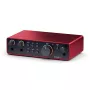 Audio sąsaja Focusrite Scarlett 2i2 4th Gen – 2 įėjimai / 2 išėjimai USB-C, 24 bitai / 192 kHz, 69 dB stiprintuvai, stalinė, juoda/raudona
