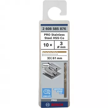 Grąžtas suktuvinis Bosch HSS-Co DIN 338 3 mm (10 vnt.)
