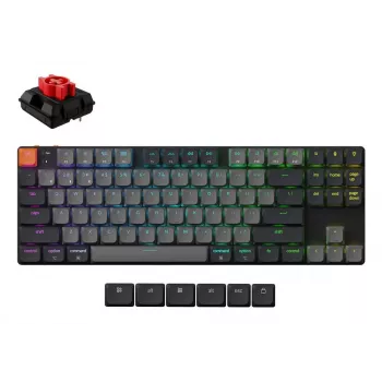 Mechaninė klaviatūra Keychron K1X-B1, 80 % (87 klavišai), USB + Bluetooth, QWERTY anglų, pilka, RGB foninis apšvietimas