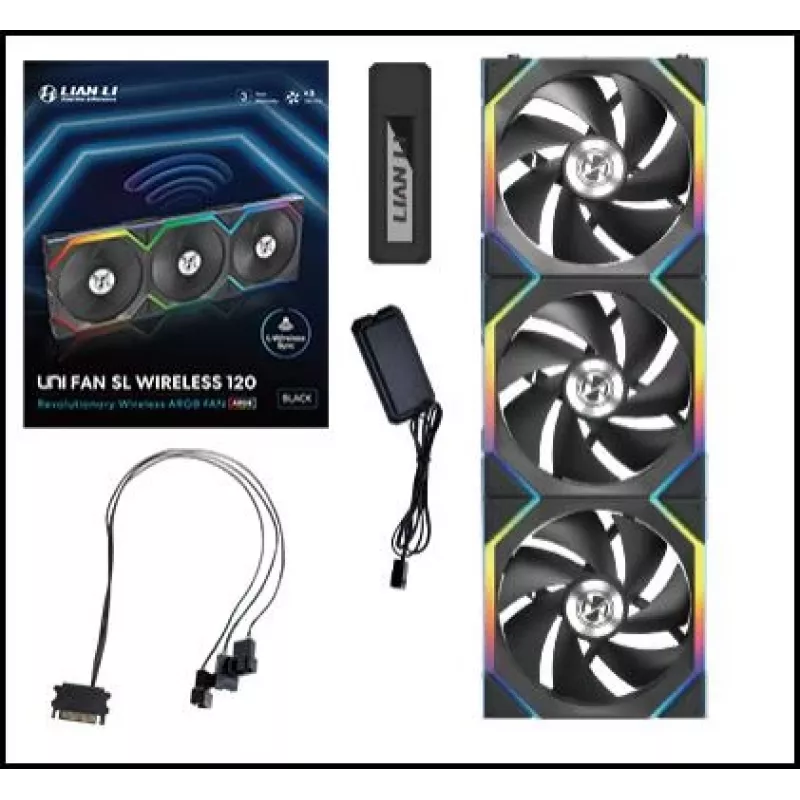LIAN LI UNI FAN SL Wireless 120 ARGB Juodas 3 vnt. rinkinys