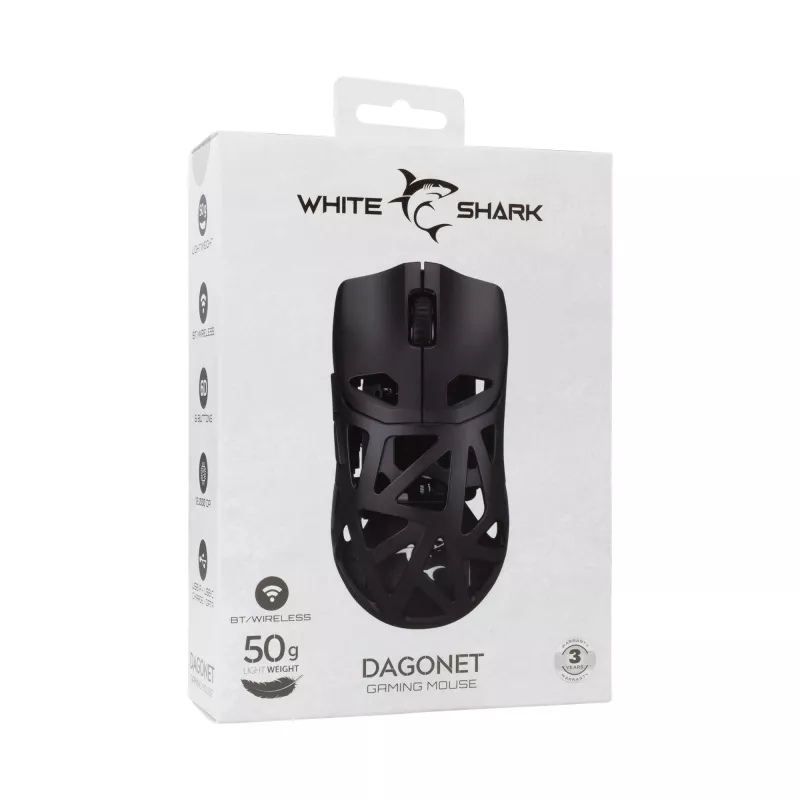 Belaidė pelė White Shark WGM-5019 Dagonet 24000 dpi Juoda
