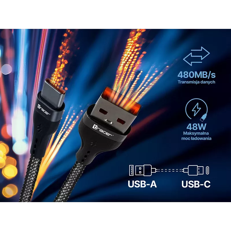 Tracer 47486 USB A – Lightning laidas, 1 m, raudonas
