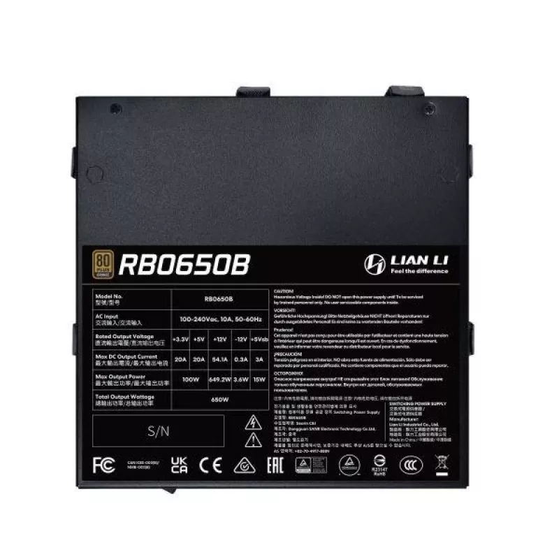 Maitinimo blokas Lian Li RB0650B.B 650 W ATX 24 kontaktų, 80 PLUS Bronze, 135 mm ventiliatorius, juodas