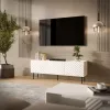 TV spintelė Cama LUCCA 3D 165×40×59 cm, balta, medžio drožlių plokštės viršus