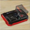 Įkroviklis Einhell Power-X-Twincharger 3 A akumuliatoriams, vidaus naudojimui, juodai raudonas (4512069)