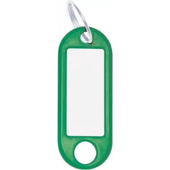 Raktų žymos WEDO 262 101804 — žalios plastikinės identifikacinės etiketės 21 × 52 mm, pakuotė po 10 vnt.