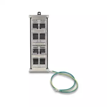 DELOCK Keystone Holder 8 prievadų pasukamas laikiklis DIN bėgiui arba sienai, juodas, 78×154×55 mm