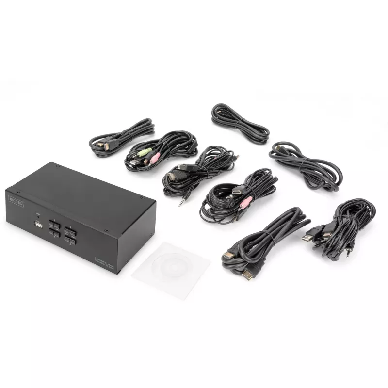 KVM jungiklis Digitus DS-12883 4 prievadai dviejų ekranų 4K HDMI USB