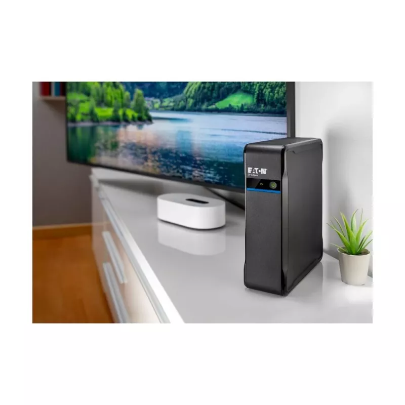 Nepertraukiamo maitinimo šaltinis Eaton 3P Ellipse 0,7 kVA (420 W), budėjimo režimas, 4 AC lizdai, 7 Ah baterija, bokštelis, juoda