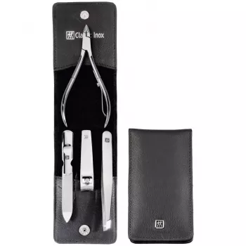 ZWILLING 97438-004-0 4 dalių manikiūro rinkinys juodame odiniame dėkle