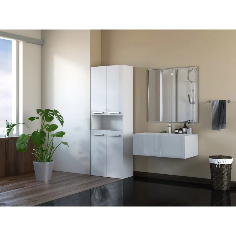 Vonios spintelė stovima NEL 2K DK BPOŁ balta, 600×300×1740 mm, 3 lentynos