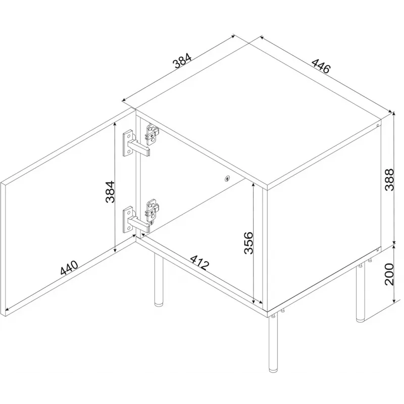 Naktiniai staliukai 2 vnt. cama meble PALAZZO BIS 45×39×H59 cm, balti matiniai, MDF/medžio drožlių plokštė