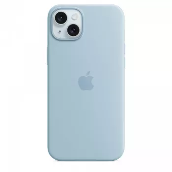 Silicone Dėklas Apple iPhone 15 Plus Šviesiai Mėlynas su MagSafe
