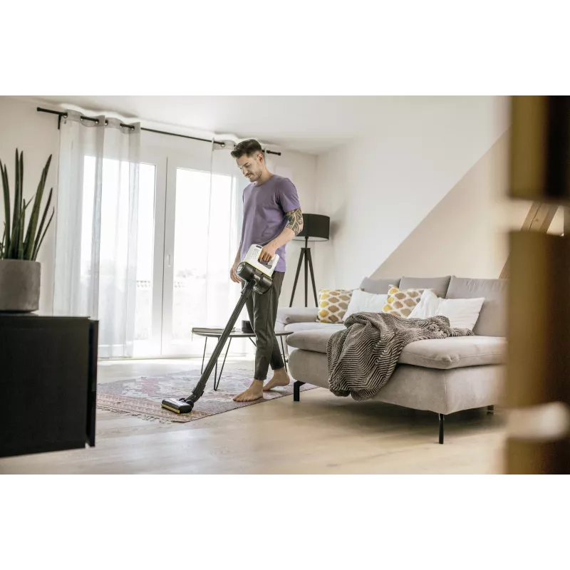 Kärcher VC 4 2-in-1 belaidis dulkių siurblys, 21,6 V Li-Ion, 30 min veikimo, HEPA, geltonas/juodas