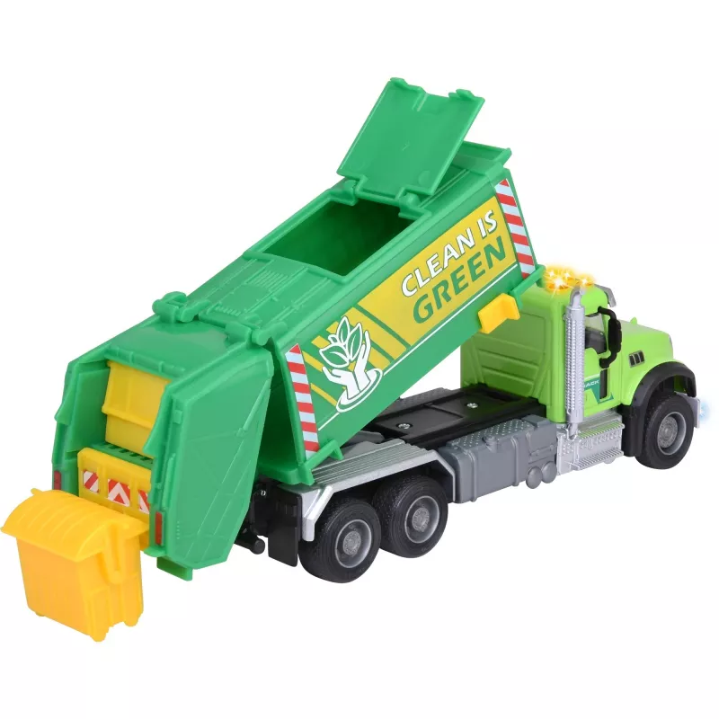 Žaislinis automobilis Majorette Mack Granite šiukšliavežis modelis 213743007, liejamo metalo mastelio žaislas
