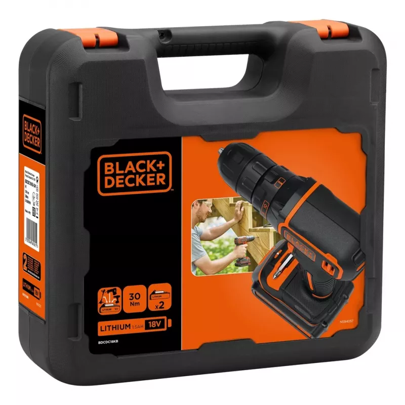 Black & Decker BDCDC18KB-QW, pistoletinė rankena gręžtuvas, 1 cm, 2.5 cm, 1 cm, 650 aps./min., 30 N·m
