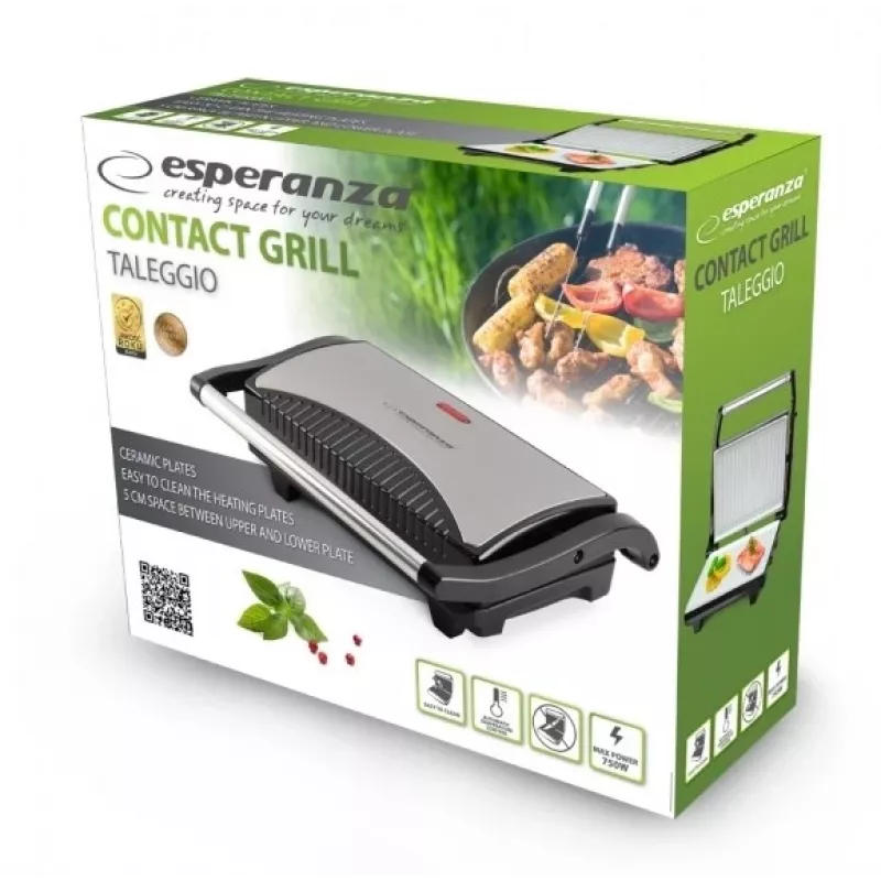 Elektrinis grilis Esperanza EKG006 750W Nerūdijantis plienas/Juoda