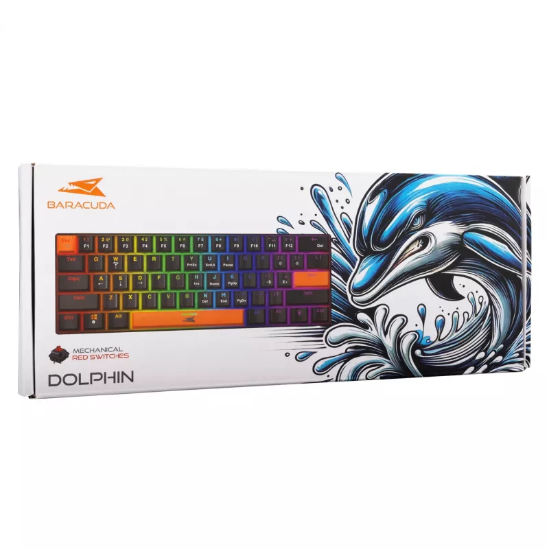 Mechaninė klaviatūra Baracuda Dolphin Black US išdėstymas su raudonais jungikliais