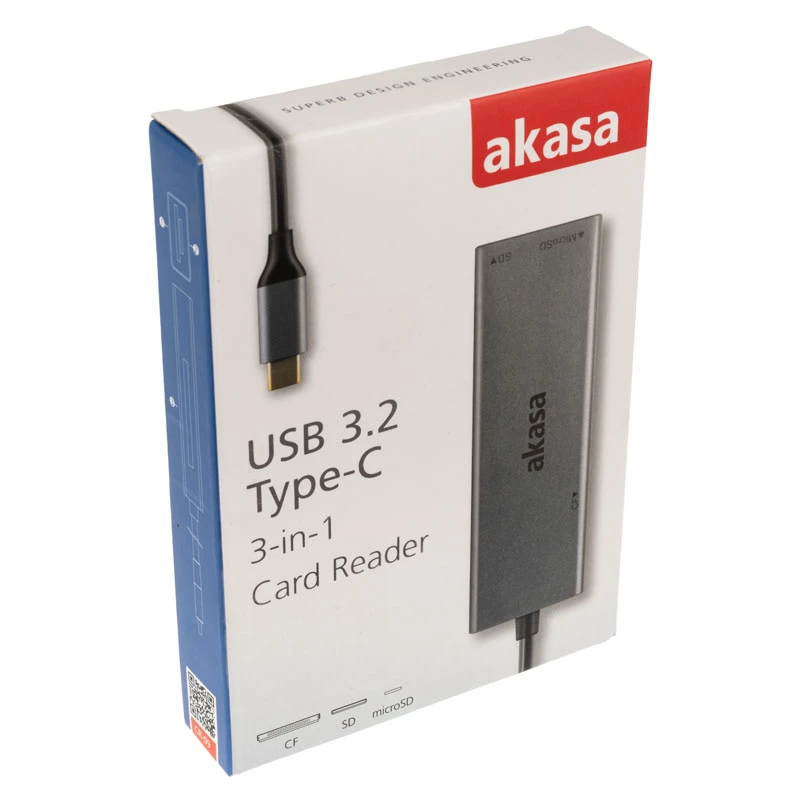 Card Reader Akasa AK-CR-09BK USB 2.0 Type-C pilka