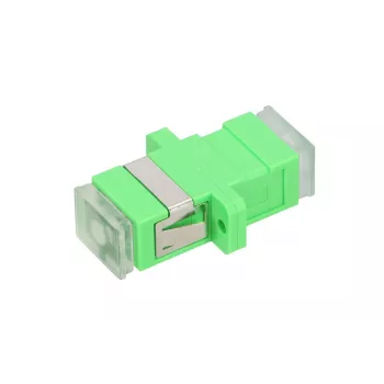 Extralink SC/APC vienmodis simplex šviesolaidinis adapteris su skaidriais apsauginiais dangteliais, žalias