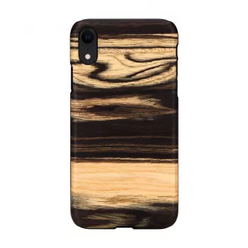 Dėklas iPhone XR man and wood – balta juoda medinė nugarėlė, apsauginis korpusas