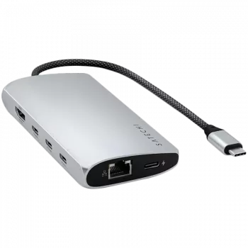 Satechi ST-P8KES USB-C daugiafunkcis adapteris 8K su Ethernet V3, sidabrinis