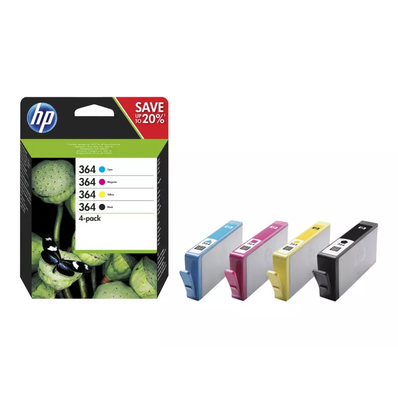 Originalūs HP 364 rašalo kasetės 4 vnt. (juoda, žydra, purpurinė, geltona) N9J73AE