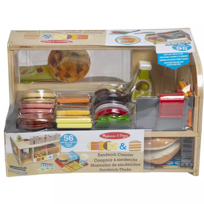 Melissa & Doug medinis sumuštinių prekystalis su pjaustytuvu – 56 dalys – FSC sertifikuotas