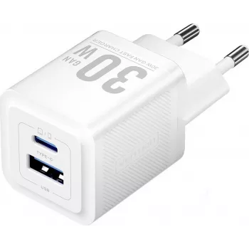 Vention 30W – įkroviklis su GaN technologija, 1x USB-A, 1x USB-C (baltas)