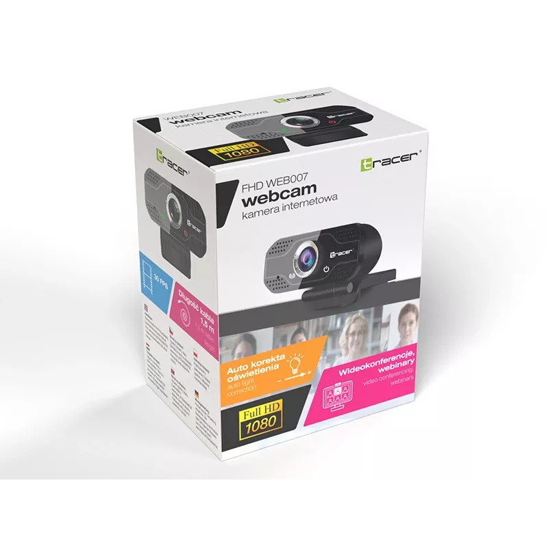 Internetinė kamera Tracer WEB007 2 MP Full HD 1920x1080 USB 2.0 Juoda